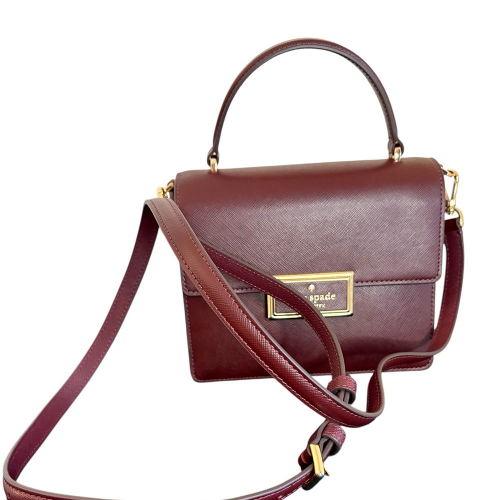 Kate Spade Reegan Dark Merlot Saffiano Leather Top Handle Crossbody Bag NWT - Picture 4 of 6